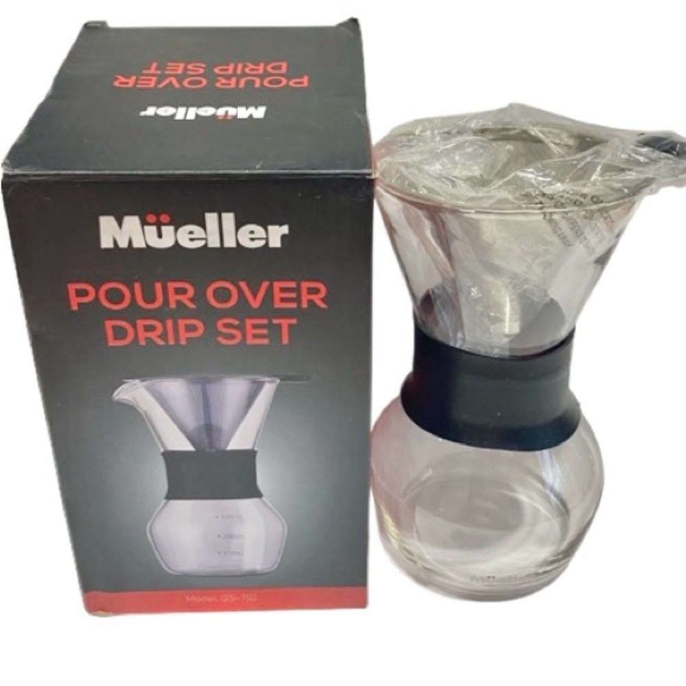 Mueller 300 ml Pour Over Coffee Maker Clear Glass Carafe 2 Cups Model GS-710
